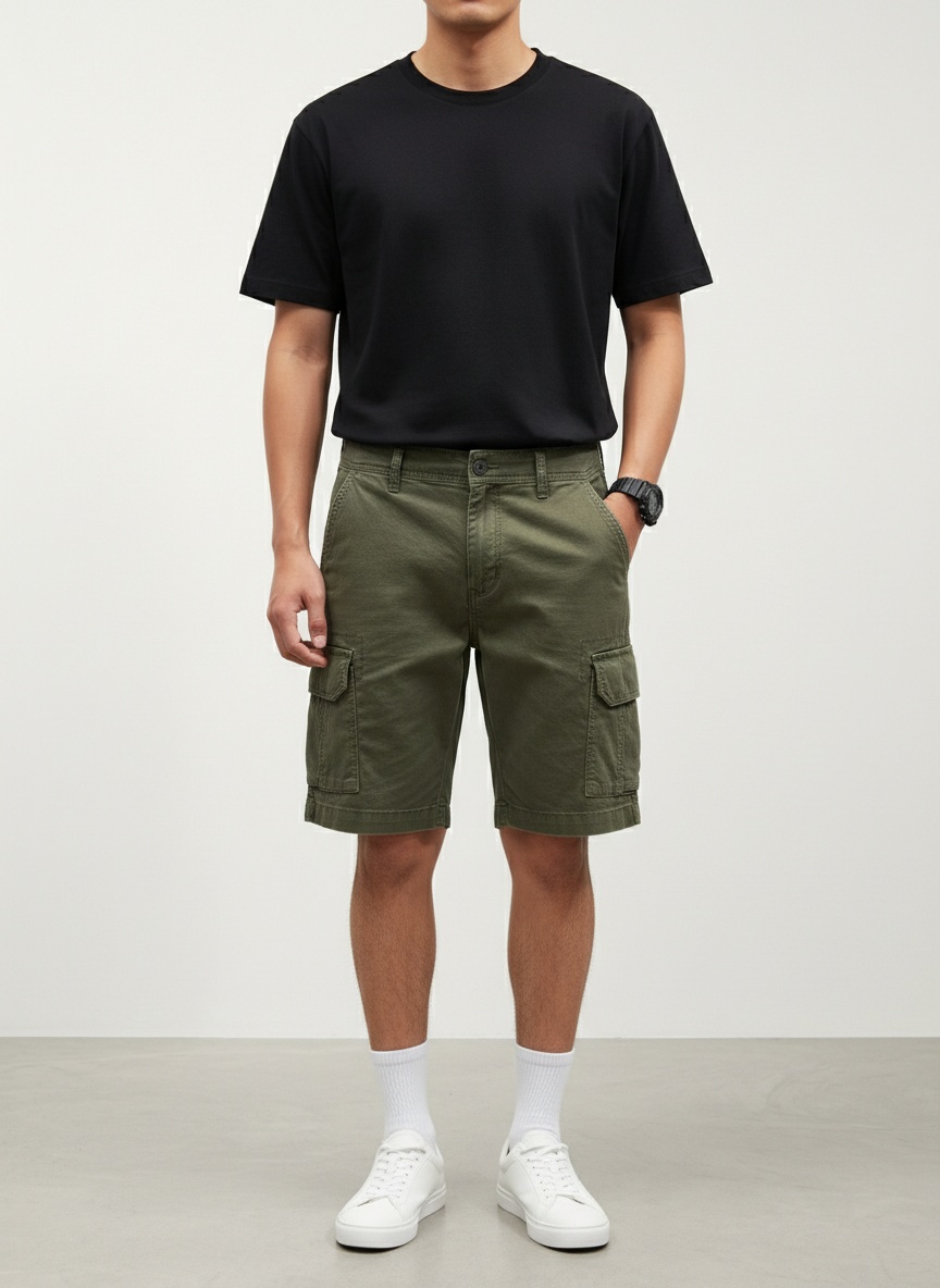 Pantalones cortos cargo holgados con múltiples bolsillos para hombre, ideales para el verano.