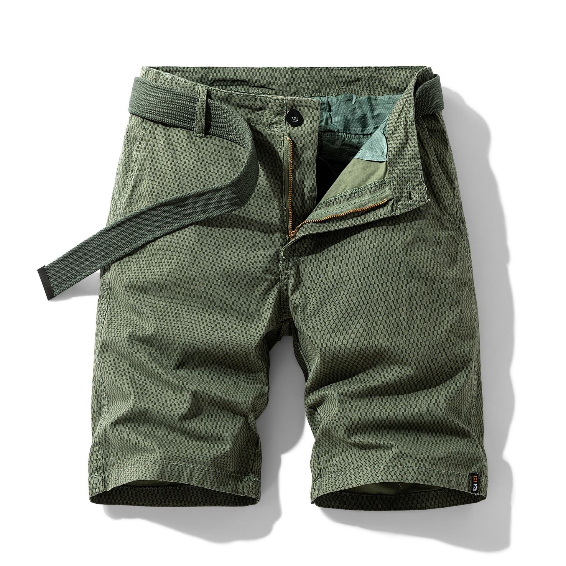 Striped Relaxed Fit Summer Men's Cargo Shorts with Belt (Belt Not Included)
