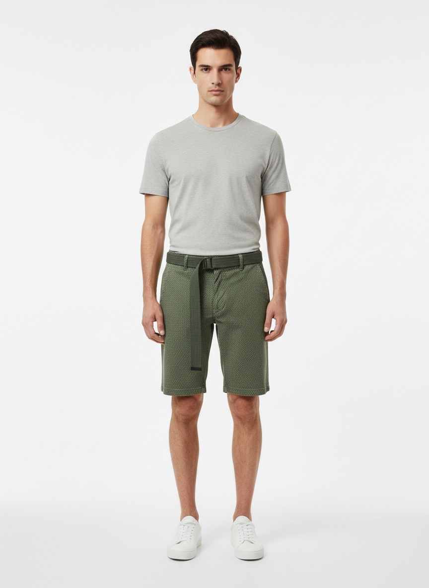 Striped Relaxed Fit Summer Men's Cargo Shorts with Belt (Belt Not Included)