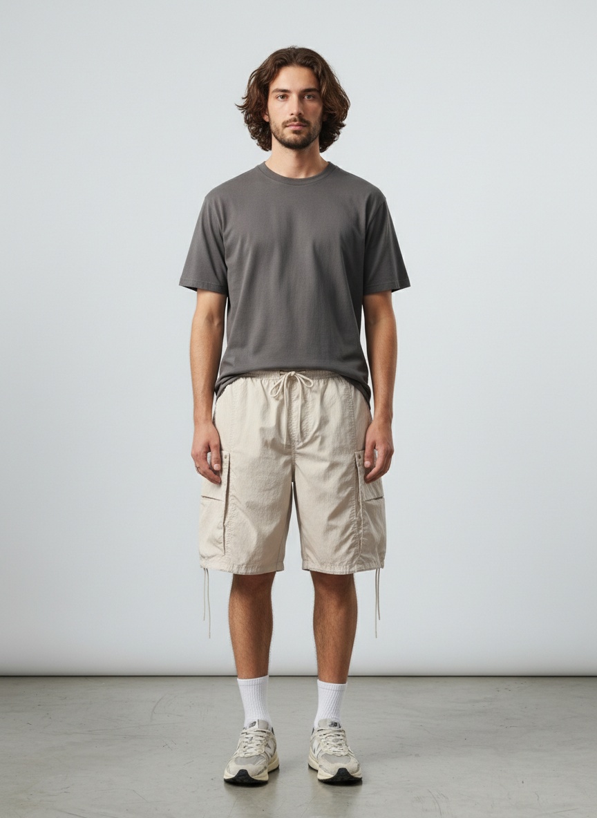 Pantalones cortos cargo casuales holgados de corte recto vintage para hombre para verano