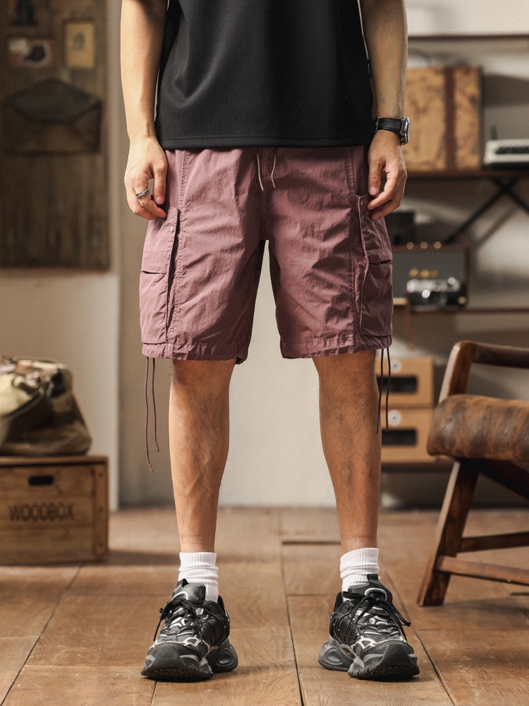 Pantalones cortos cargo casuales holgados de corte recto vintage para hombre para verano