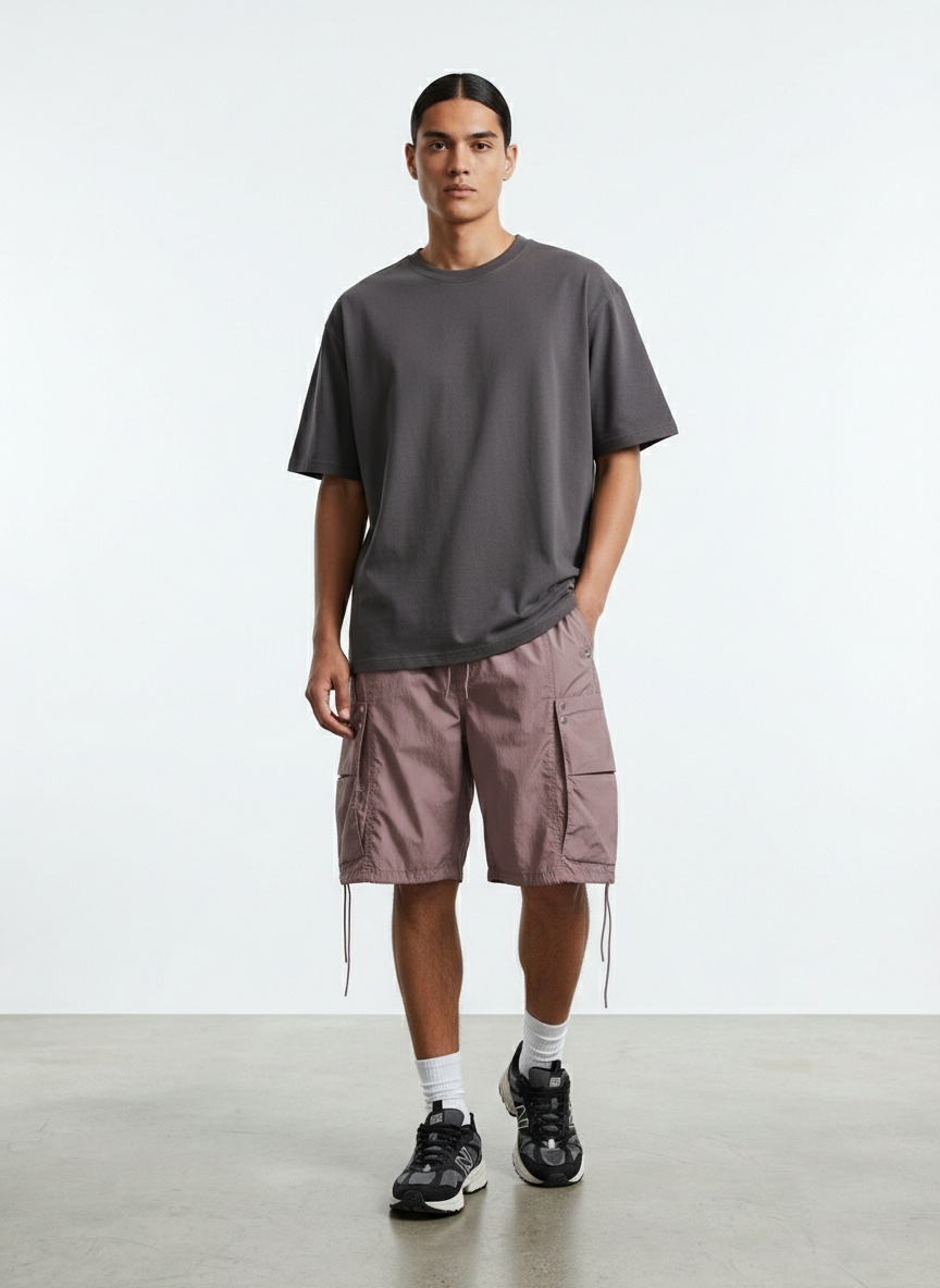 Pantalones cortos cargo casuales holgados de corte recto vintage para hombre para verano