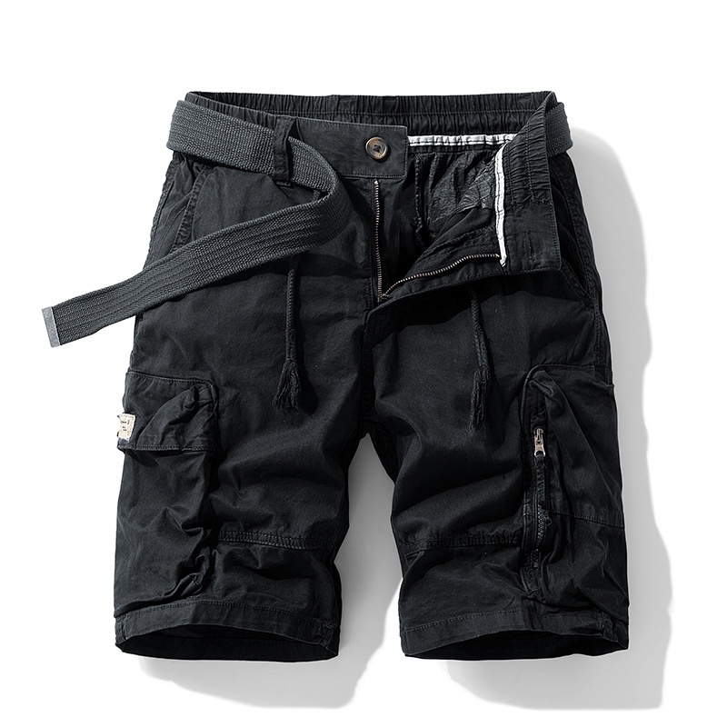 Multi-Pocket Zipper Detail Men's Cargo Shorts for Summer Casual Wear (Belt Not Included)
