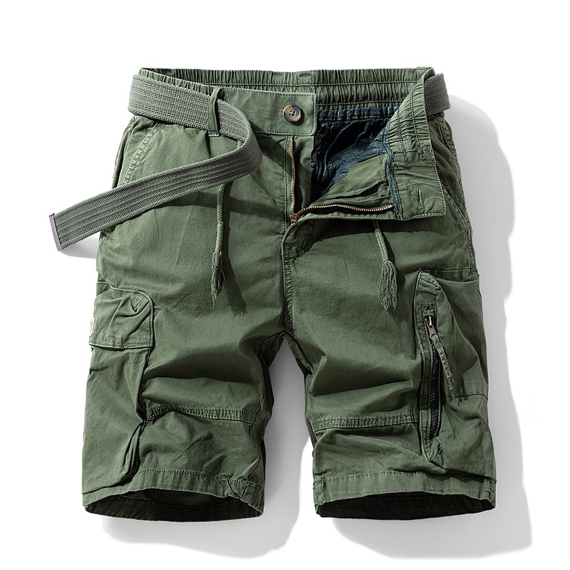 Multi-Pocket Zipper Detail Men's Cargo Shorts for Summer Casual Wear (Belt Not Included)