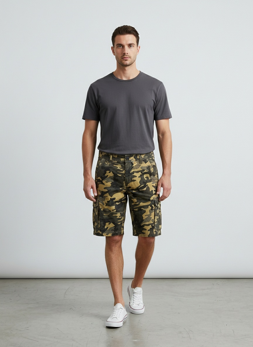 Camouflage Street Style Men's Cargo Shorts for Summer Casual Wear