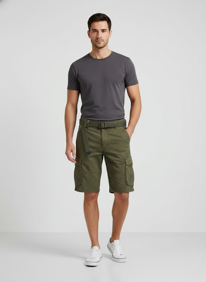 Short cargo homme streetwear vintage coupe ample (ceinture non incluse)