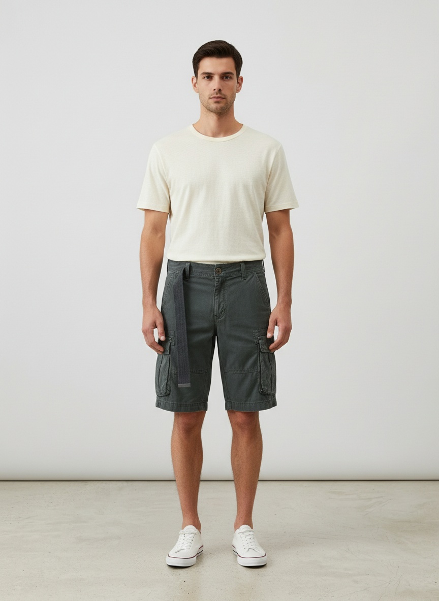 Short cargo homme streetwear vintage coupe ample (ceinture non incluse)