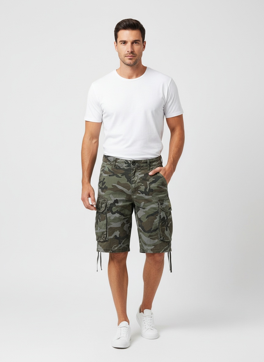 Multi-Pocket Casual Camouflage Men's Shorts for Summer Wear