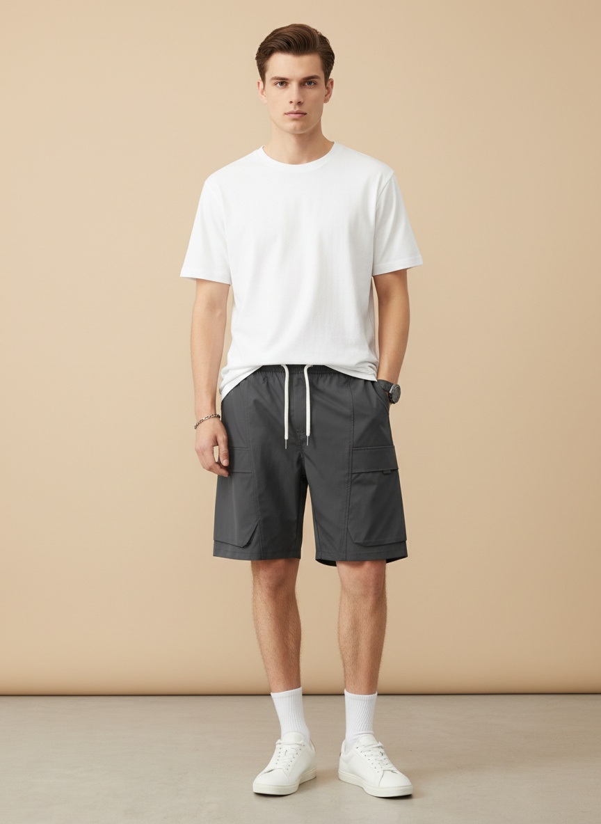 Pantalones cortos cargo holgados con múltiples bolsillos para hombre