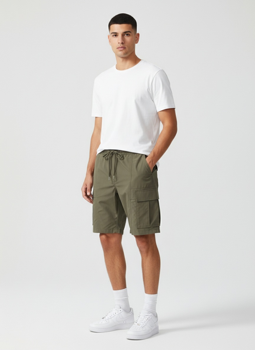 Pantalones cortos cargo holgados con múltiples bolsillos para hombre