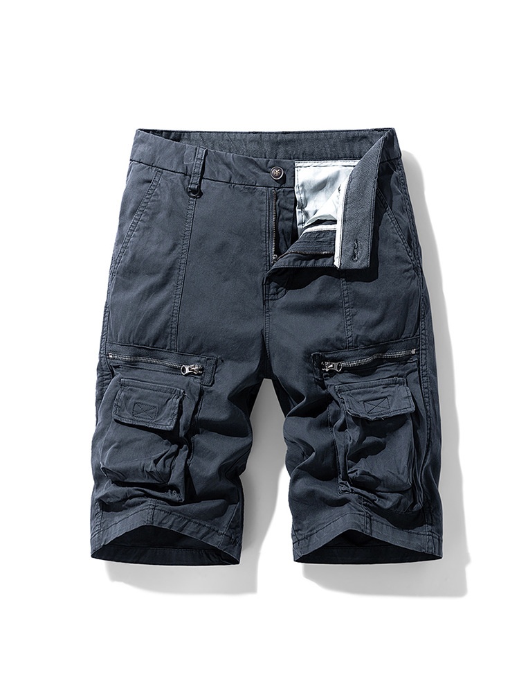 Pantalones cortos cargo vintage de corte relajado con múltiples bolsillos para hombre para usar en verano