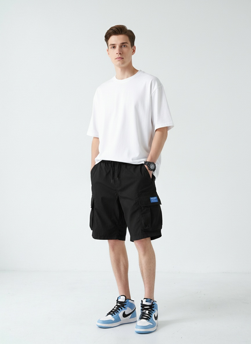 Relaxed Fit Multi-Pocket Men's Cargo Shorts for Versatile Outdoor Wear