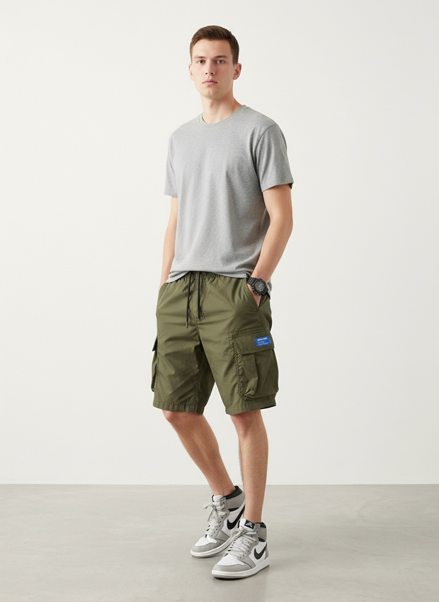 Relaxed Fit Multi-Pocket Men's Cargo Shorts for Versatile Outdoor Wear