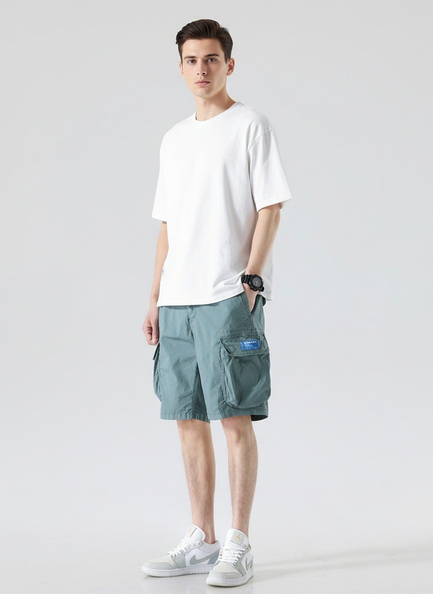 Relaxed Fit Multi-Pocket Men's Cargo Shorts for Versatile Outdoor Wear