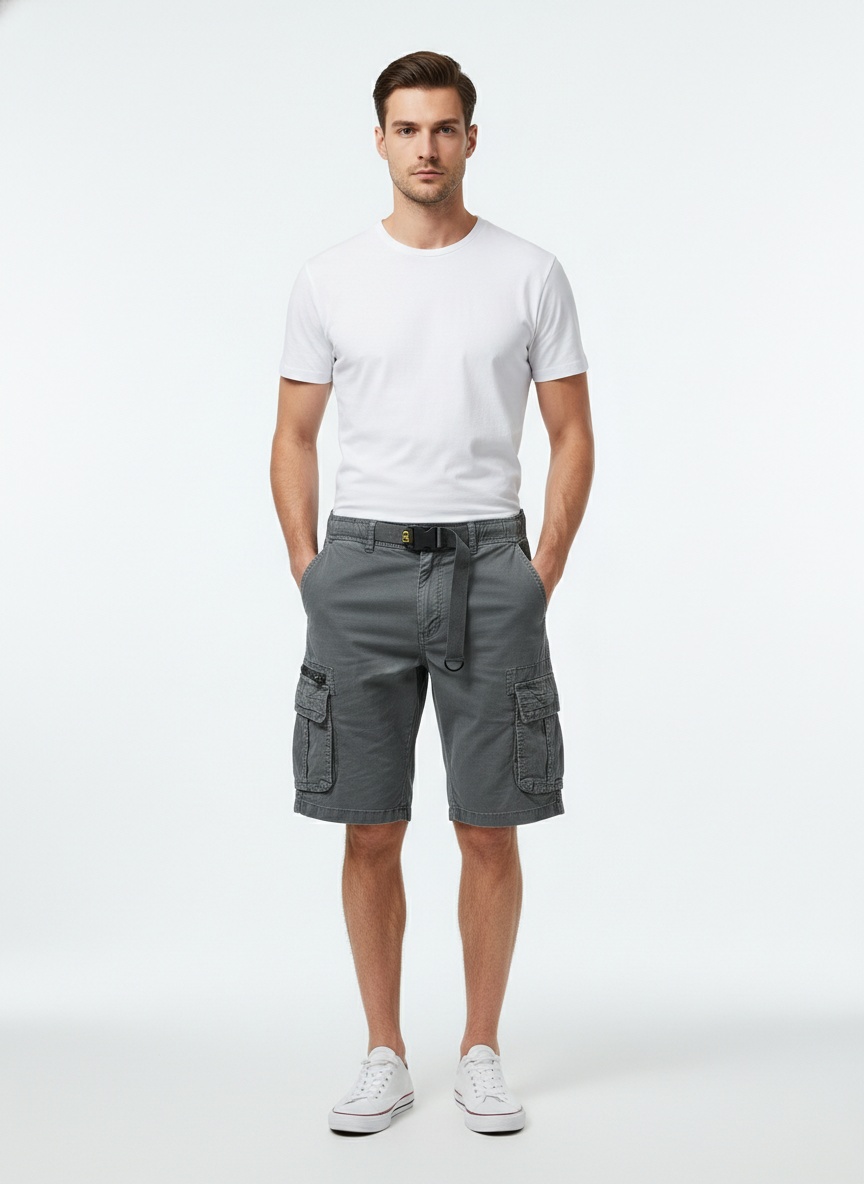 Pantalones cortos cargo vintage de corte relajado con múltiples bolsillos para hombre para verano