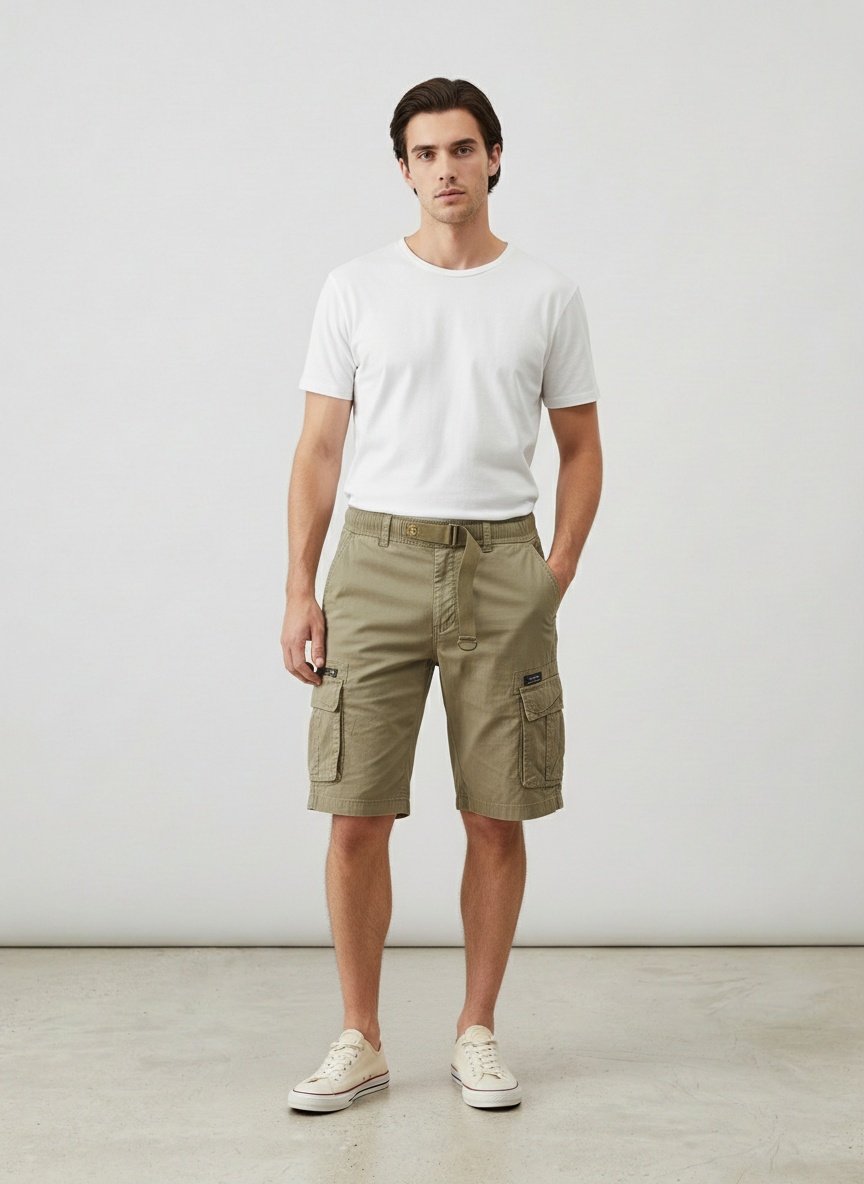 Pantalones cortos cargo vintage de corte relajado con múltiples bolsillos para hombre para verano