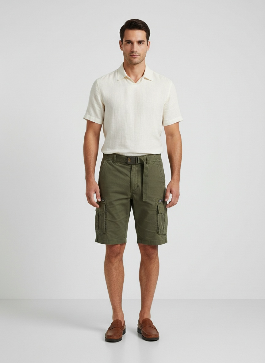 Pantalones cortos cargo vintage de corte relajado con múltiples bolsillos para hombre para verano