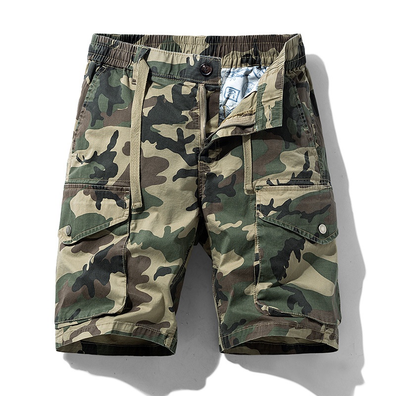 Camouflage Streetwear Stretch Men's Cargo Shorts for Summer Casual Wear
