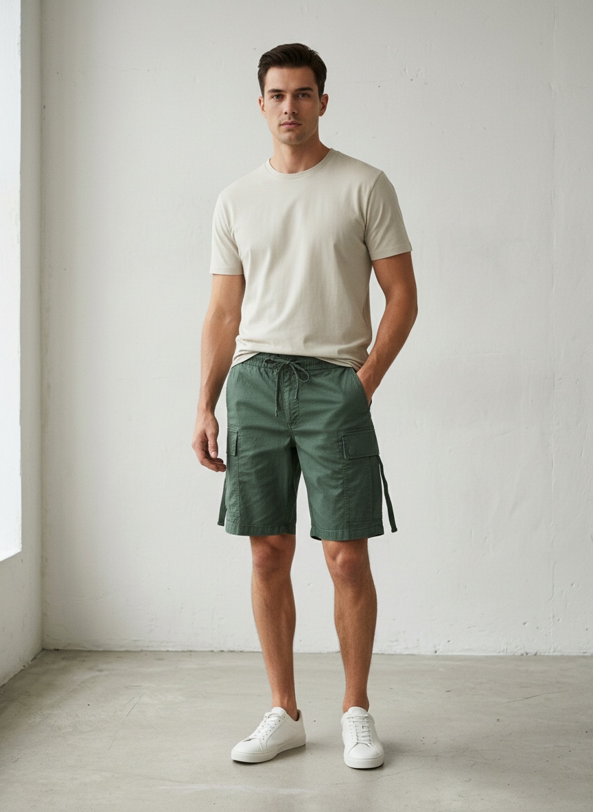 Relaxed Fit Vintage Streetwear Men's Cargo Shorts for Casual Summer Wear