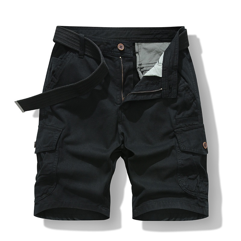 Vintage Multi-Pocket Street Style Men's Cargo Shorts for Casual Wear (Belt Not Included)