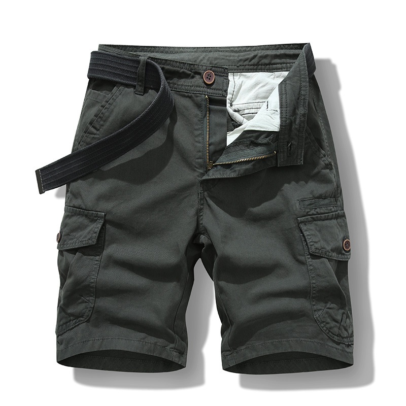 Vintage Multi-Pocket Street Style Men's Cargo Shorts for Casual Wear (Belt Not Included)