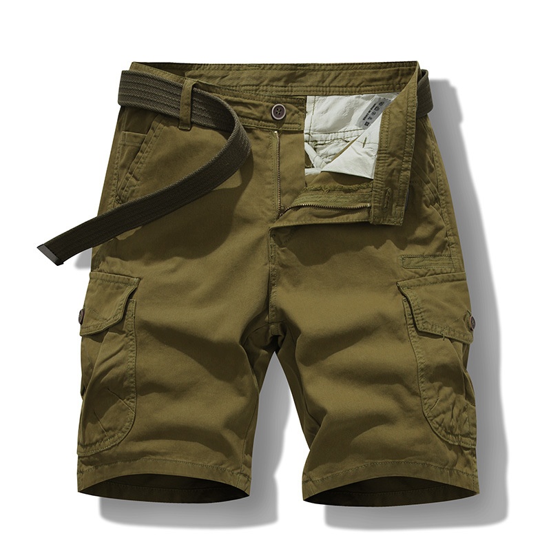 Vintage Multi-Pocket Street Style Men's Cargo Shorts for Casual Wear (Belt Not Included)