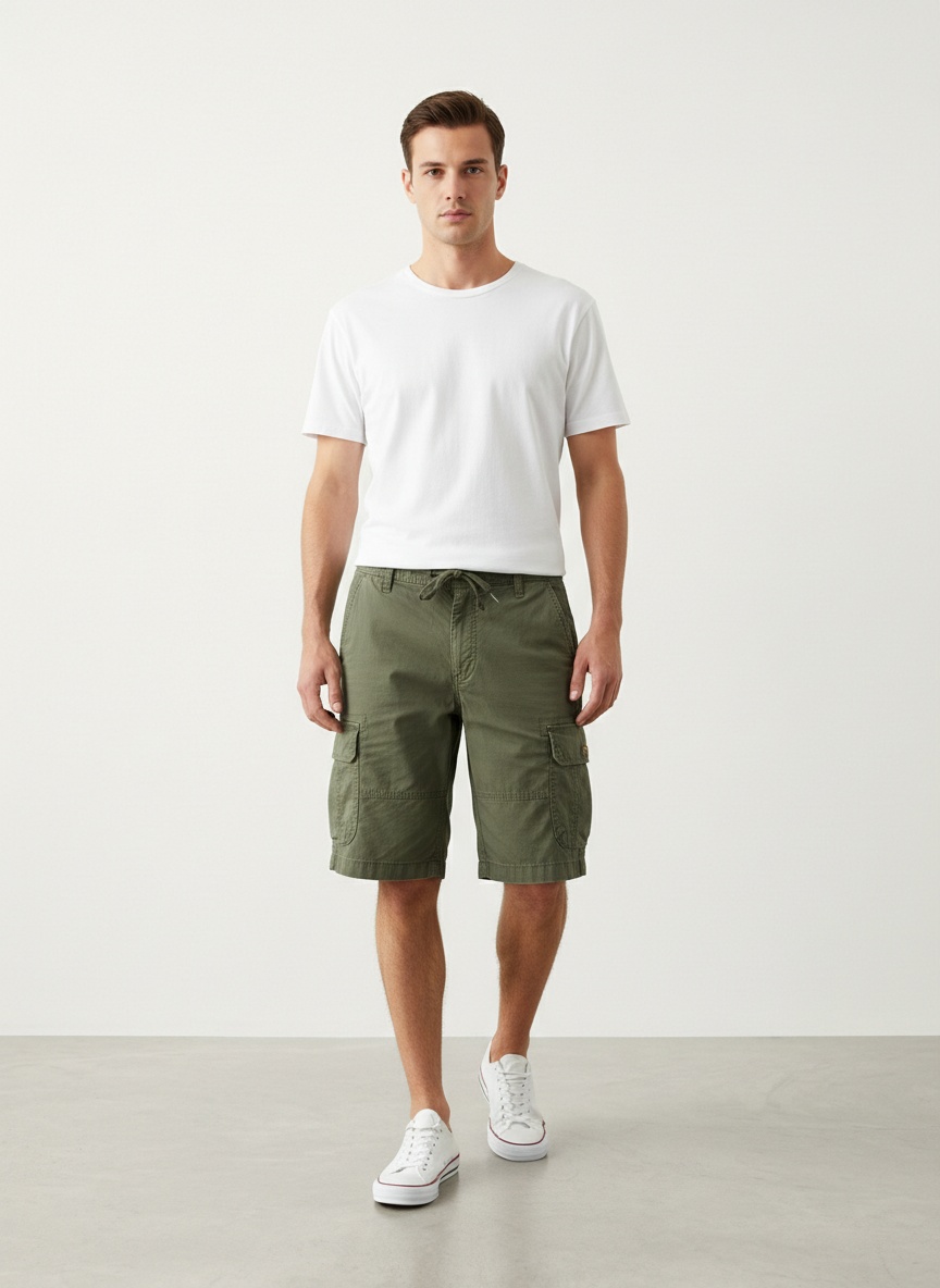 Relaxed Fit Vintage Straight Leg Men's Cargo Shorts for Summer Casual Wear