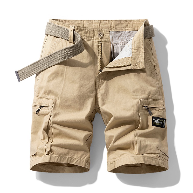 Multi-Pocket Relaxed Fit Vintage Inspired Men's Cargo Shorts for Summer Casual Wear (Belt Not Included)