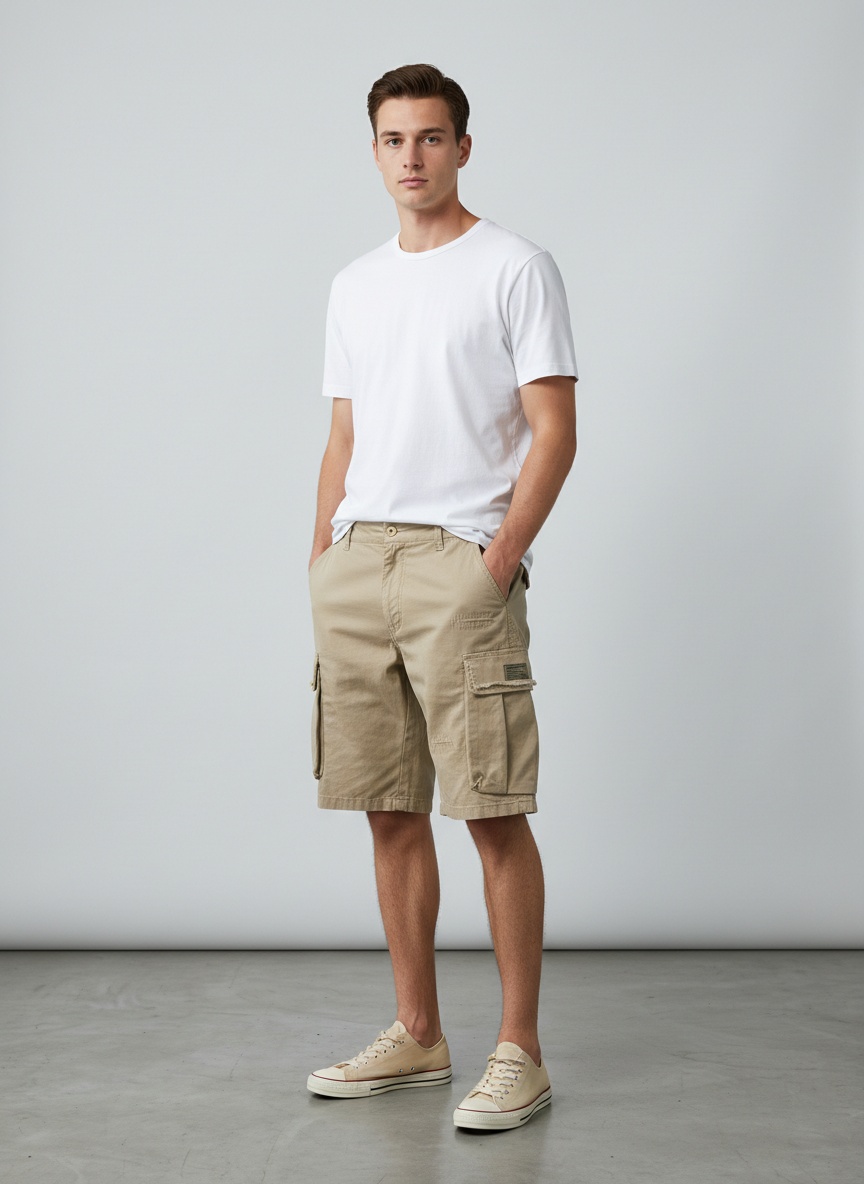 Relaxed Fit Camouflage Men's Cargo Shorts for Summer Casual Wear