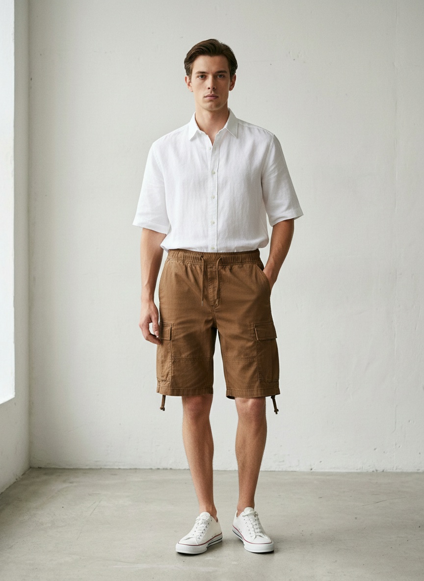 Camouflage Loose Fit Men's Cargo Shorts for Summer Casual Wear