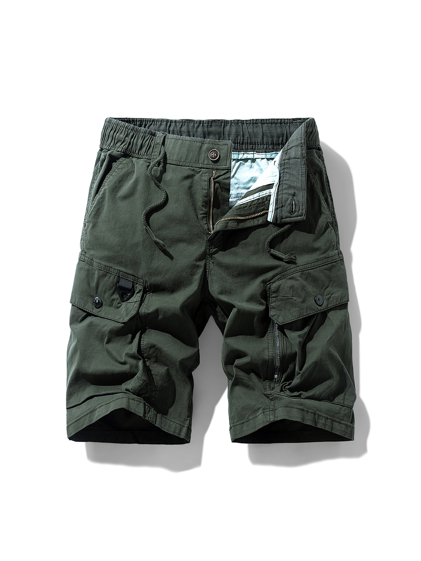 Multi-Pocket Mid-Rise Men's Shorts for Summer Casual Wear