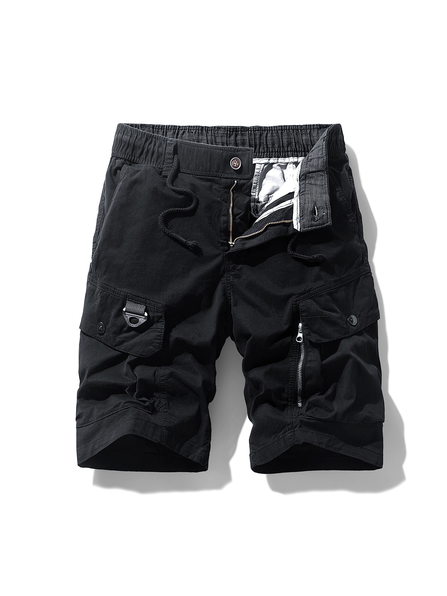 Multi-Pocket Mid-Rise Men's Shorts for Summer Casual Wear