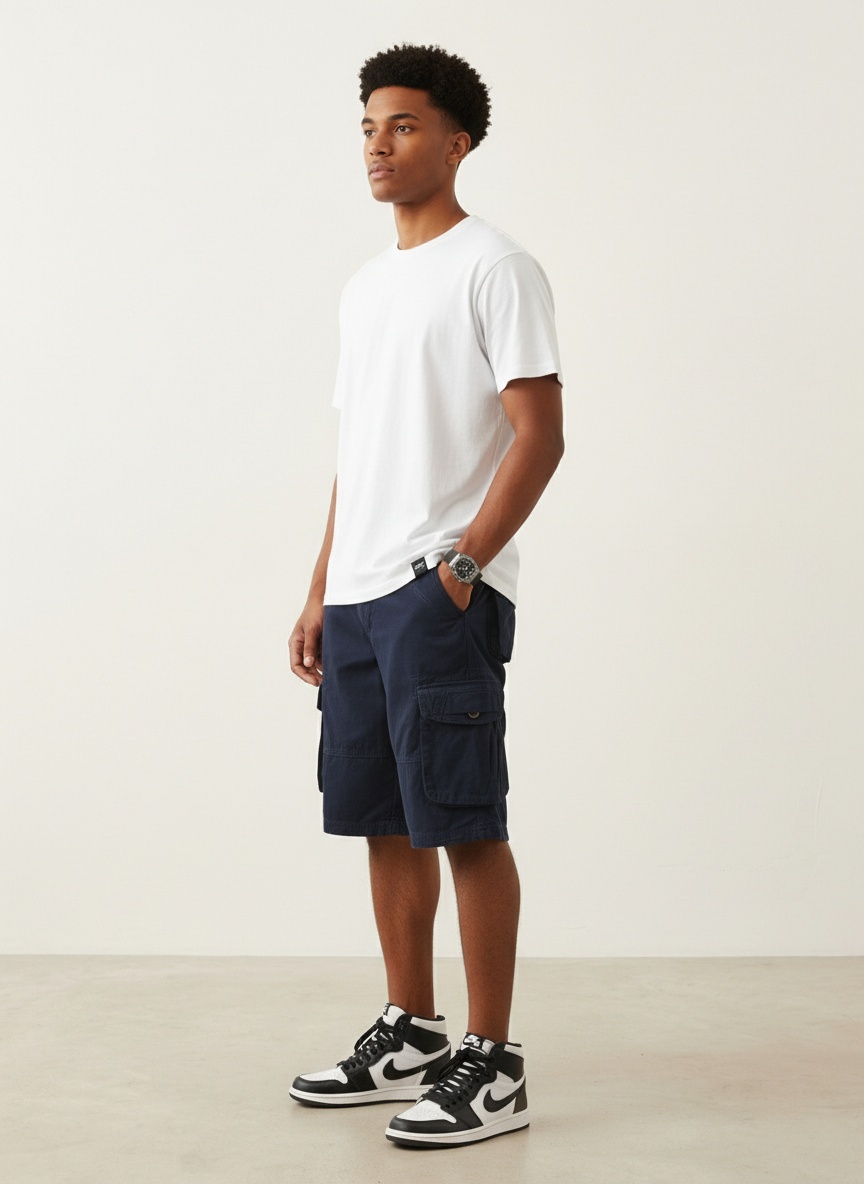 Relaxed Fit Multi-Pocket Men's Cargo Shorts for Summer Casual Wear