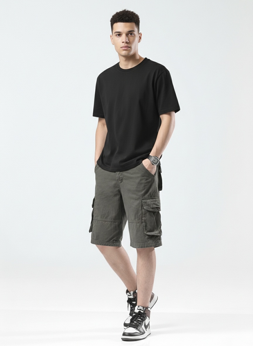 Relaxed Fit Multi-Pocket Men's Cargo Shorts for Summer Casual Wear