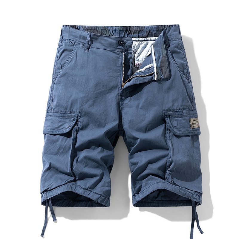 Multi-Pocket Mid-Rise Men's Casual Shorts for Summer Wear
