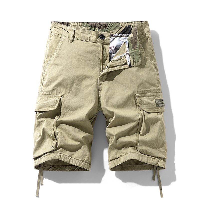 Multi-Pocket Mid-Rise Men's Casual Shorts for Summer Wear