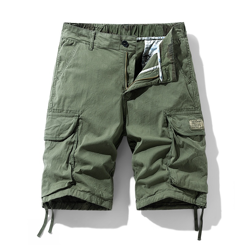 Multi-Pocket Mid-Rise Men's Casual Shorts for Summer Wear