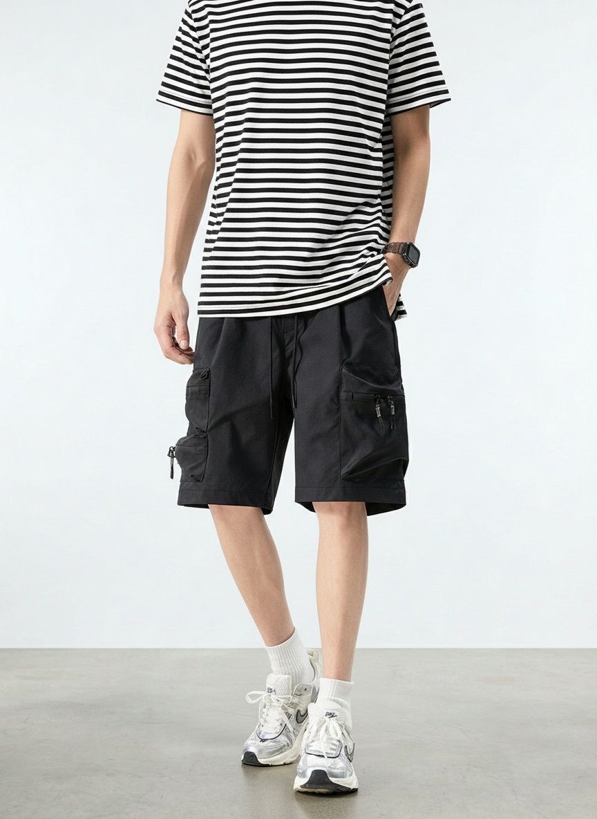 Relaxed Fit Multi-Pocket Men's Cargo Shorts for Summer Outdoor Wear
