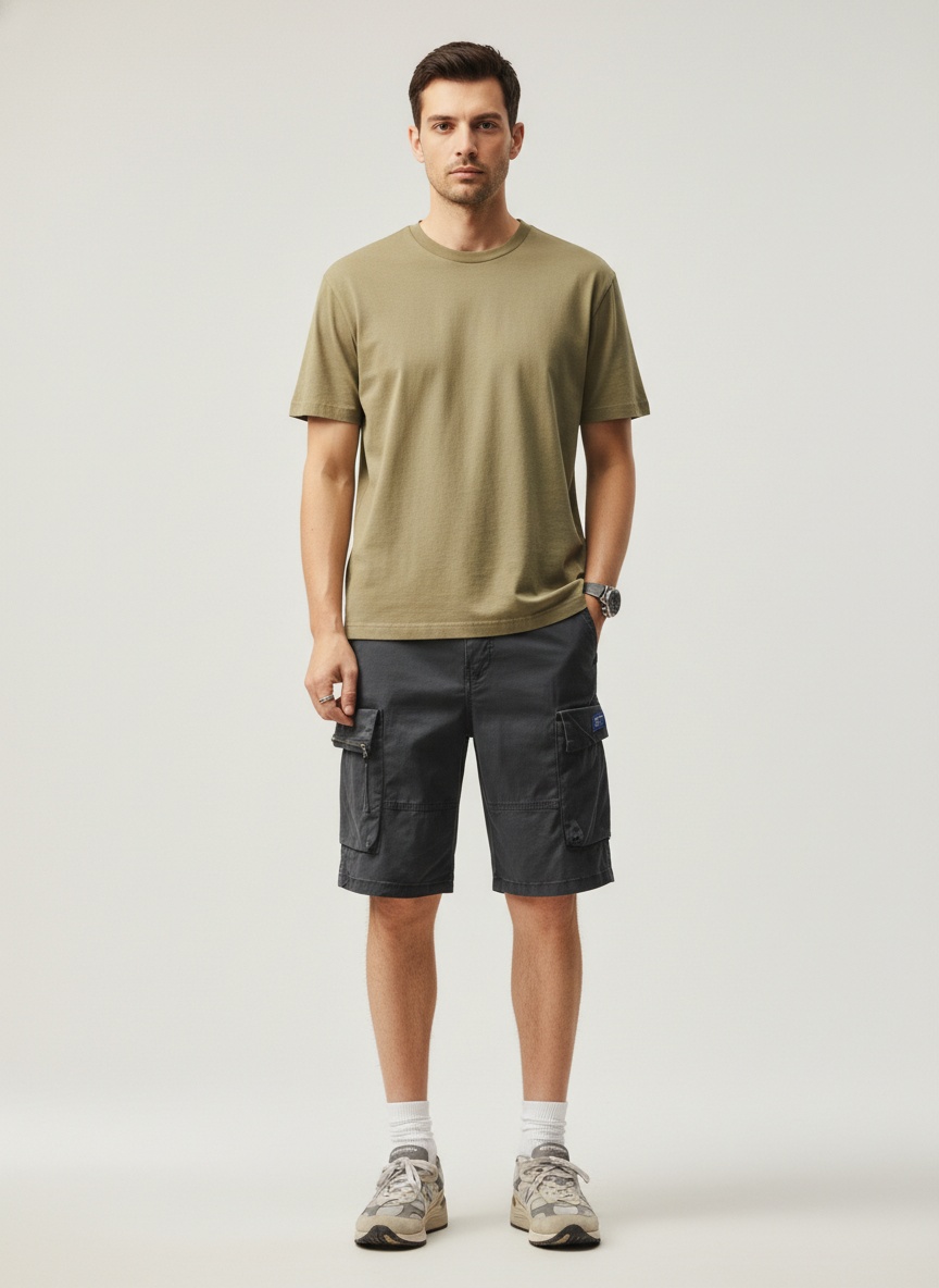 Relaxed Fit Multi-Pocket Men's Cargo Shorts for Casual Wear