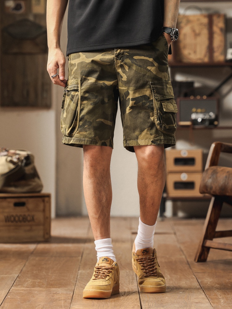 Camouflage Straight Leg Multi-Pocket Men's Cargo Shorts for Summer Casual Wear