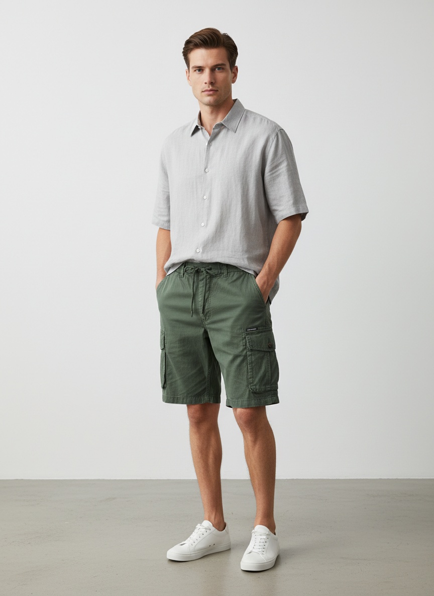 Relaxed Fit High Street Casual Men's Cargo Shorts for Summer Wear