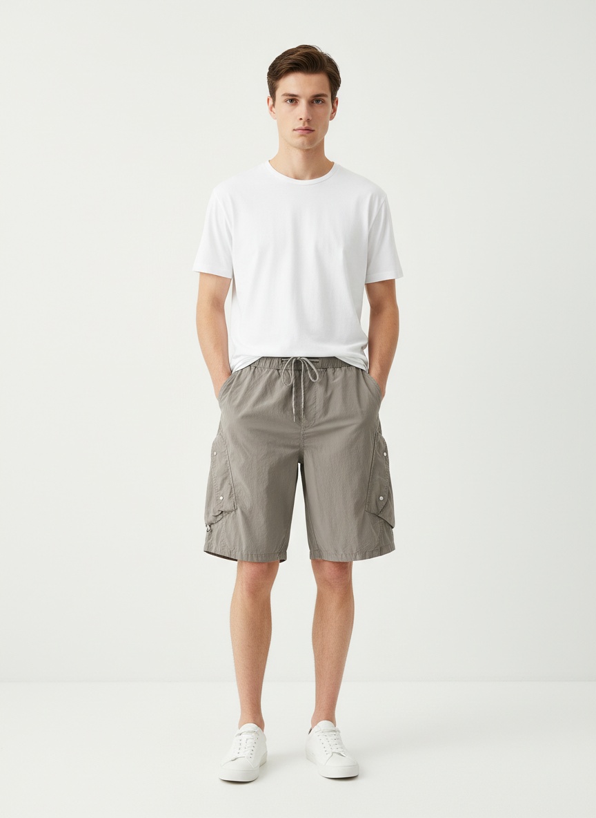 Relaxed Fit Wide-Leg Men's Cargo Shorts for Summer Casual Wear
