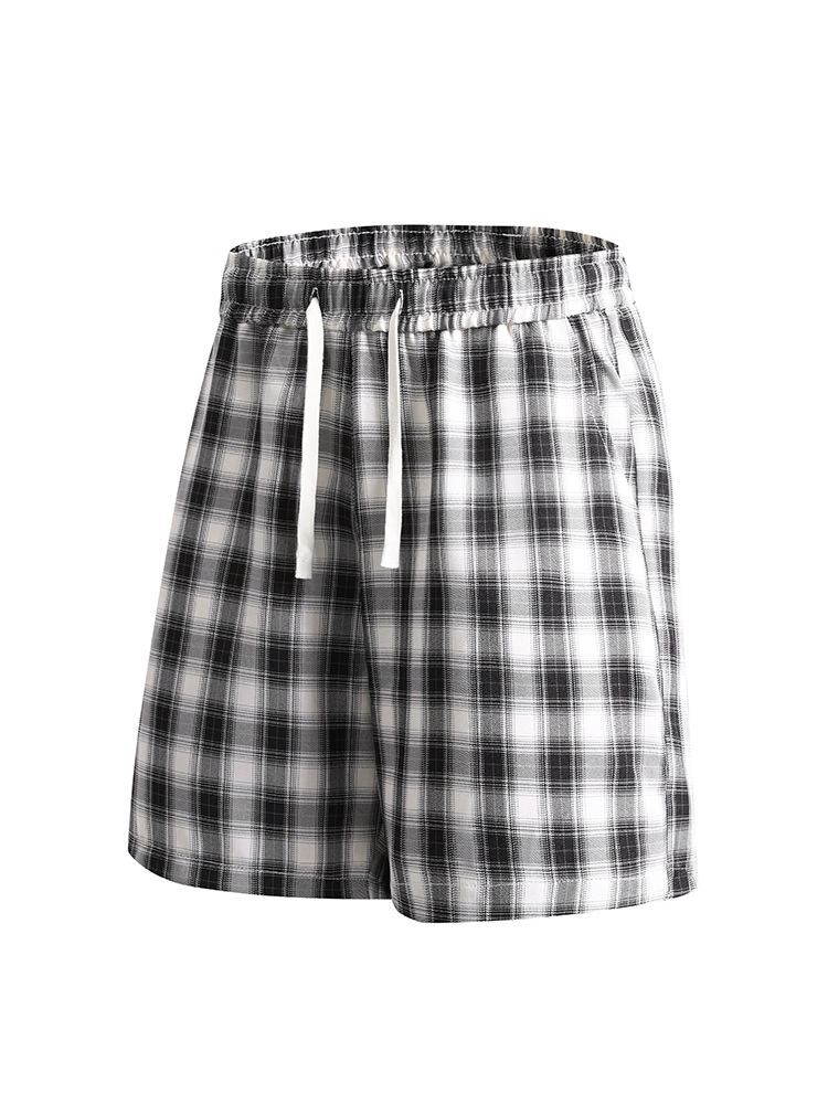 Checkered Pattern Relaxed Fit Men's Shorts for Summer Casual Wear