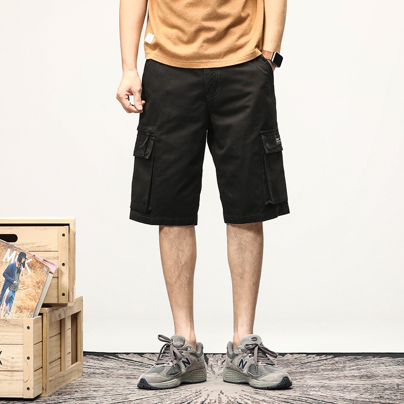 Minimalist High Street Style Men's Cargo Shorts for Summer Casual Wear