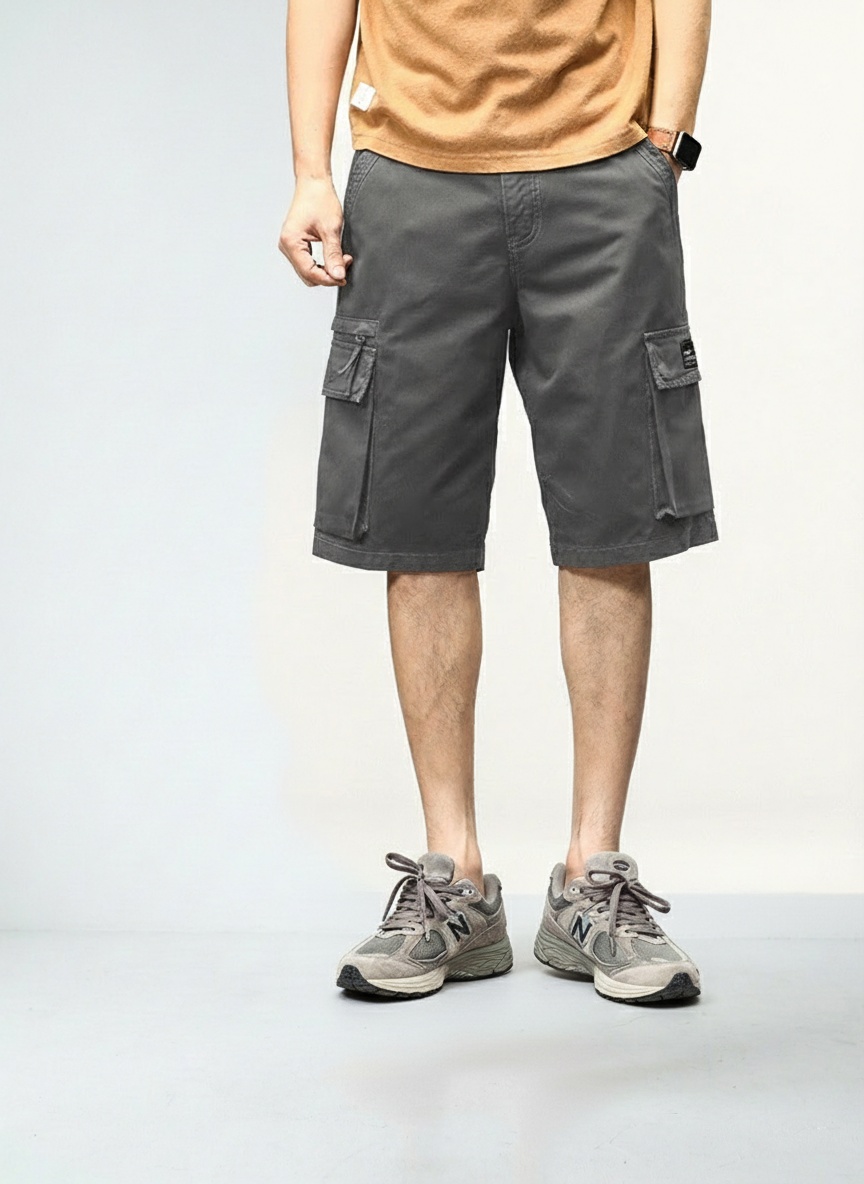 Minimalist High Street Style Men's Cargo Shorts for Summer Casual Wear