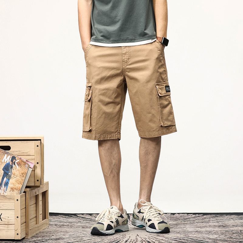 Minimalist High Street Style Men's Cargo Shorts for Summer Casual Wear
