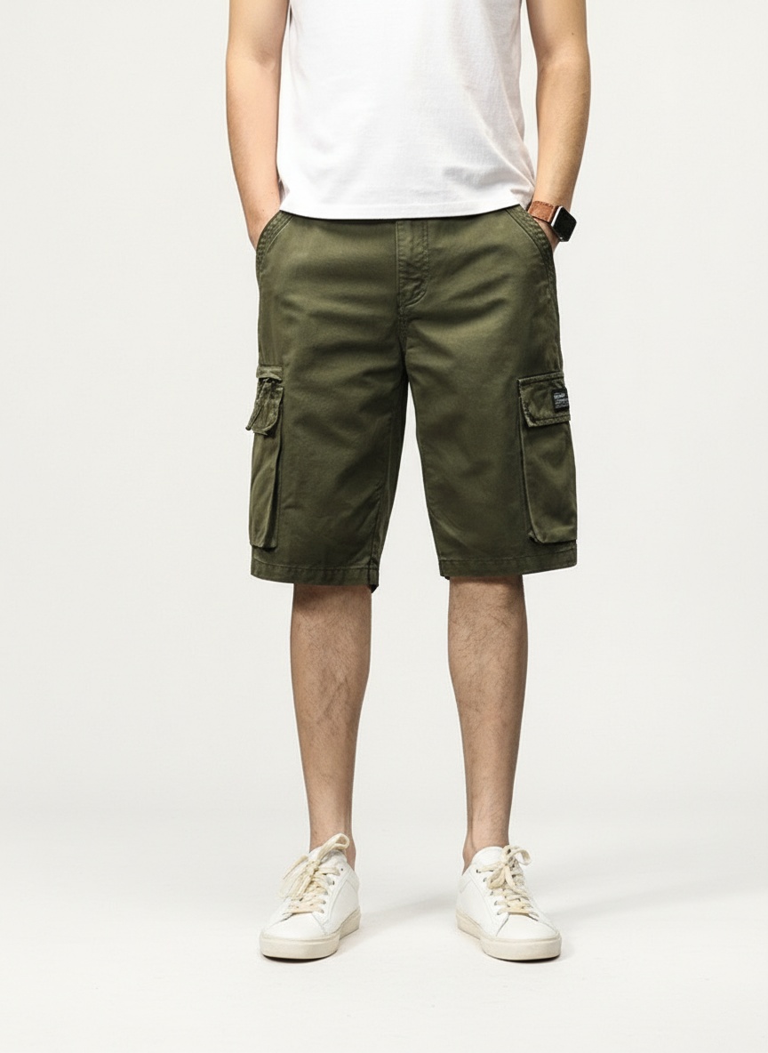 Minimalist High Street Style Men's Cargo Shorts for Summer Casual Wear