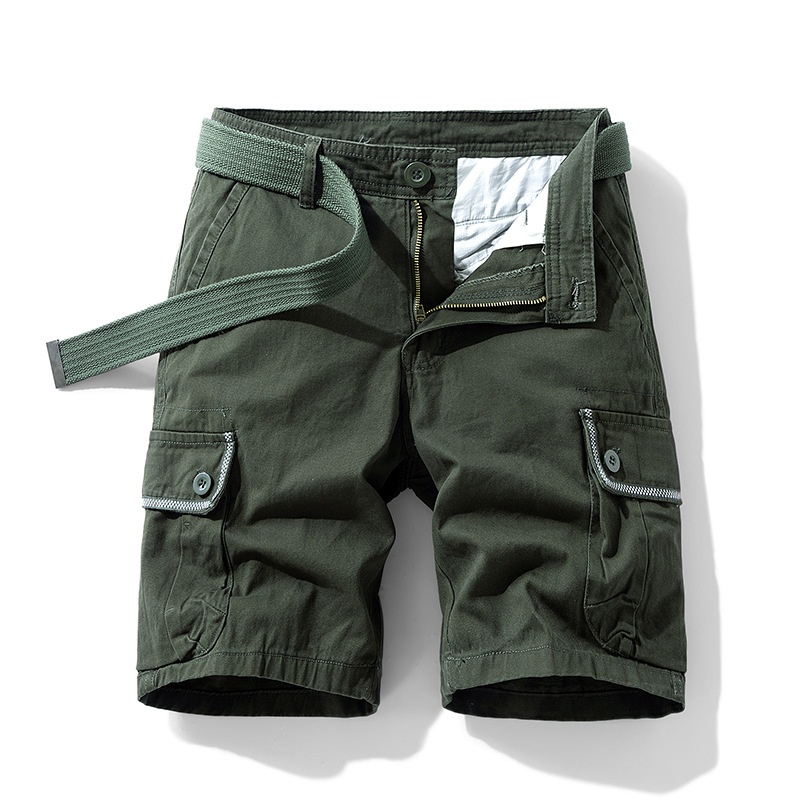 Vintage-Inspired Multi-Pocket Men's Cargo Shorts for Summer Casual Wear  (Belt Not Included)