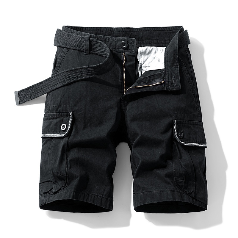 Vintage-Inspired Multi-Pocket Men's Cargo Shorts for Summer Casual Wear  (Belt Not Included)