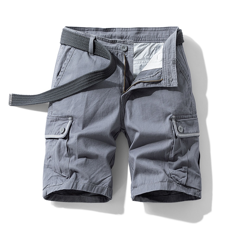 Vintage-Inspired Multi-Pocket Men's Cargo Shorts for Summer Casual Wear  (Belt Not Included)
